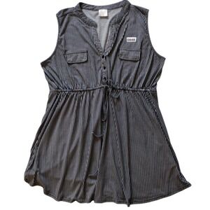 Sirenlily‎ Maternity Tunic Woman's 1X Navy White Sleeveless Blouse Top Shirt